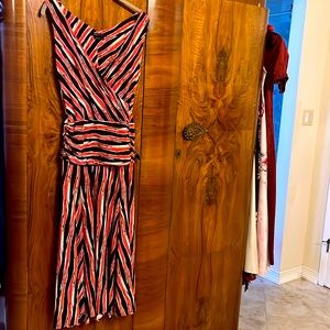 BCBGMaxAzria Pink, White and Brown Striped Maxi Dress Size Small